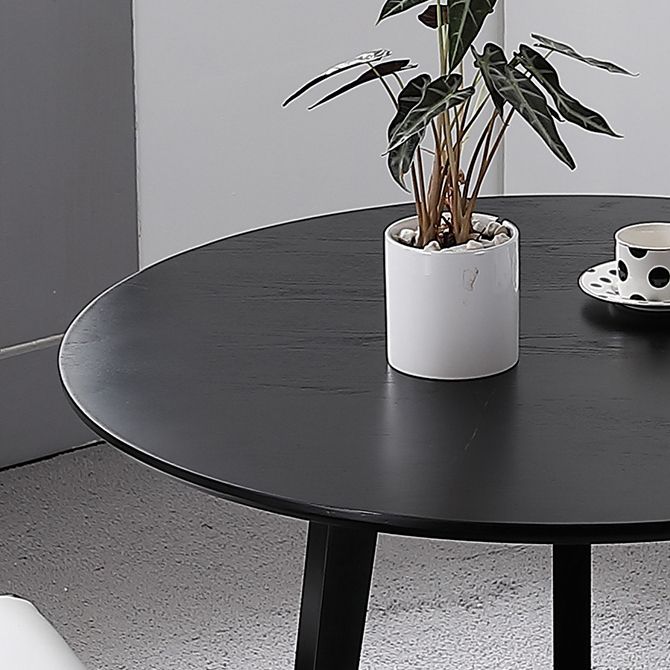 Black Table with Ash Wood Frame Modern Round Dining Table for Home Clearhalo 'Dining Tables & Seating' 'Dining Tables' 'dining_table' 'furn' 'furn_dining_table' 'Furniture' 'Kitchen & Dining Furniture' 1200x1200_0d0a2068-2c21-4e5a-bdb7-ec48e1bf1398