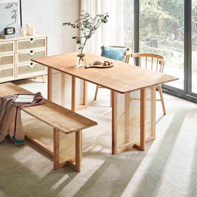 Modern 1/4 Pieces Dining Set Rectangle Ash Wood Dining Table for Dining Room Clearhalo 'Dining Room Sets' 'Dining Tables & Seating' 'dining_room_set' 'furn' 'furn_dining_room_set' 'Furniture' 'furniture_dining_room_set' 'Kitchen & Dining Furniture' 1200x1200_0d0a4979-1350-470d-ac85-24f29c585ab5