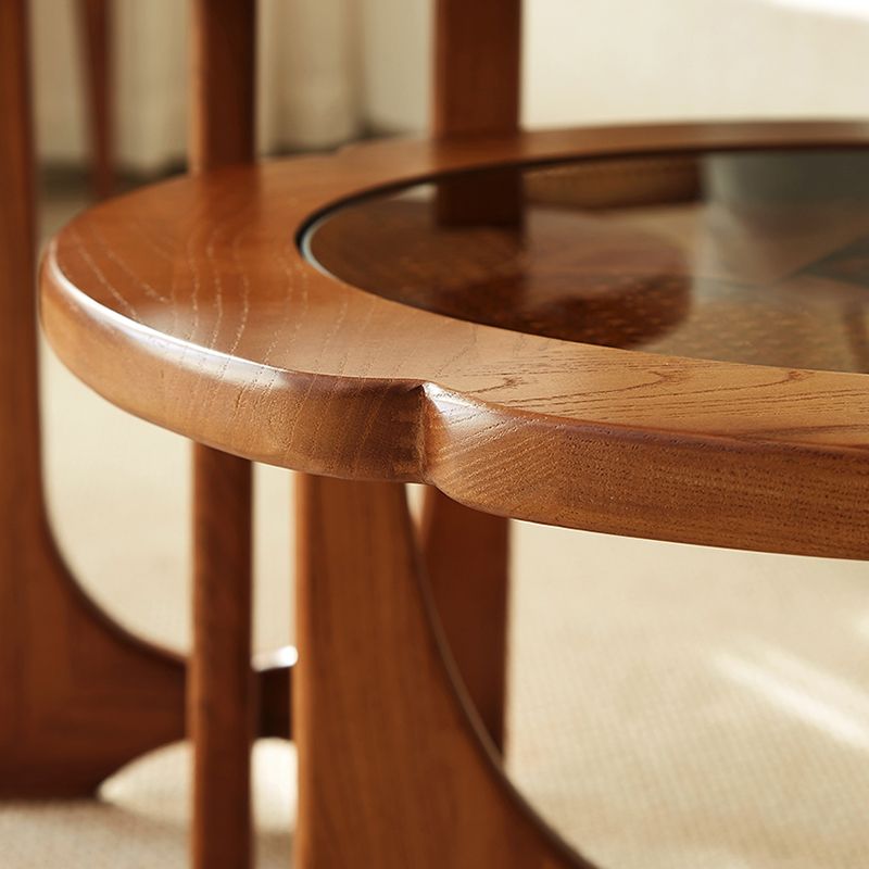 Table basse ou table d'appoint avec plateau en verre, pieds croisés noirs, table de cocktail