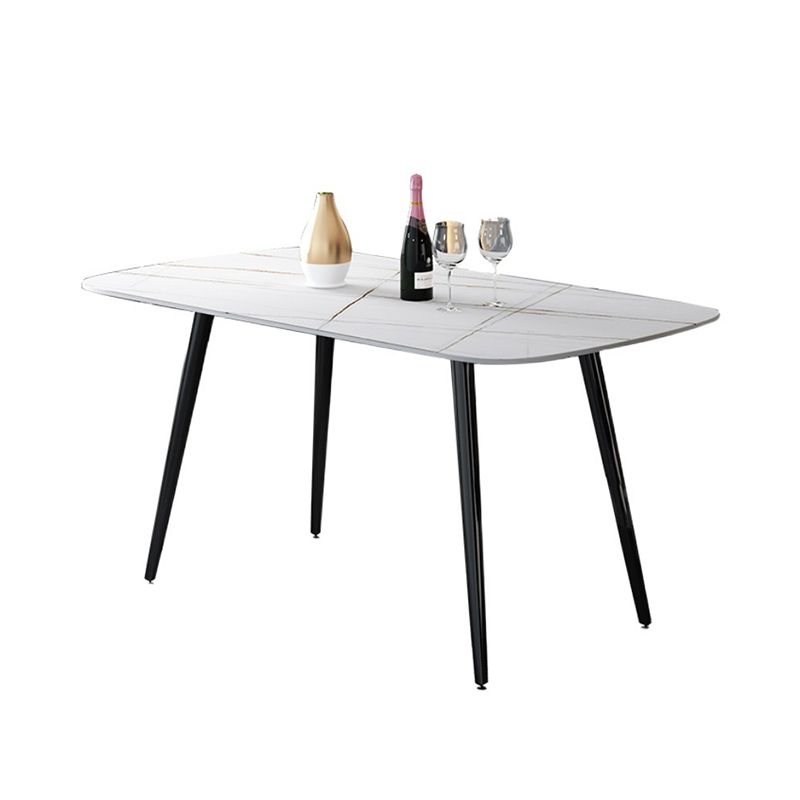 Rectangle Stone Dining Table Modern Dining Table with 4 Black Legs Clearhalo 'Dining Tables & Seating' 'Dining Tables' 'dining_table' 'furn' 'furn_dining_table' 'Furniture' 'furniture_dining_table' 'Kitchen & Dining Furniture' 1200x1200_0d0d75bb-6a20-40cb-9a84-82b1c8646868