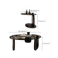 Glass Top Coffee or End Table Black 2 Legs Coffee Cocktail Table