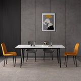 Modern Sintered Stone White Dining Set with Rectangle Table and Black Legs Dining Set Clearhalo 'Dining Room Sets' 'Dining Tables & Seating' 'dining_room_set' 'furn' 'furn_dining_room_set' 'Furniture' 'furniture_dining_room_set' 'Kitchen & Dining Furniture' 'kitchen&dining_furn' 'kitchen' 1200x1200_0d0fb544-dbb5-4f73-8c5d-c3f7b1682760