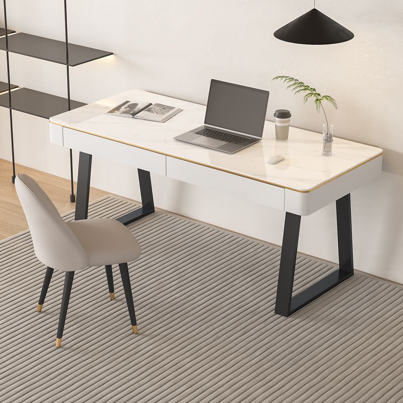 Scrivania per ufficio in pietra moderna 29,53 "scrivania alta con base a slitta