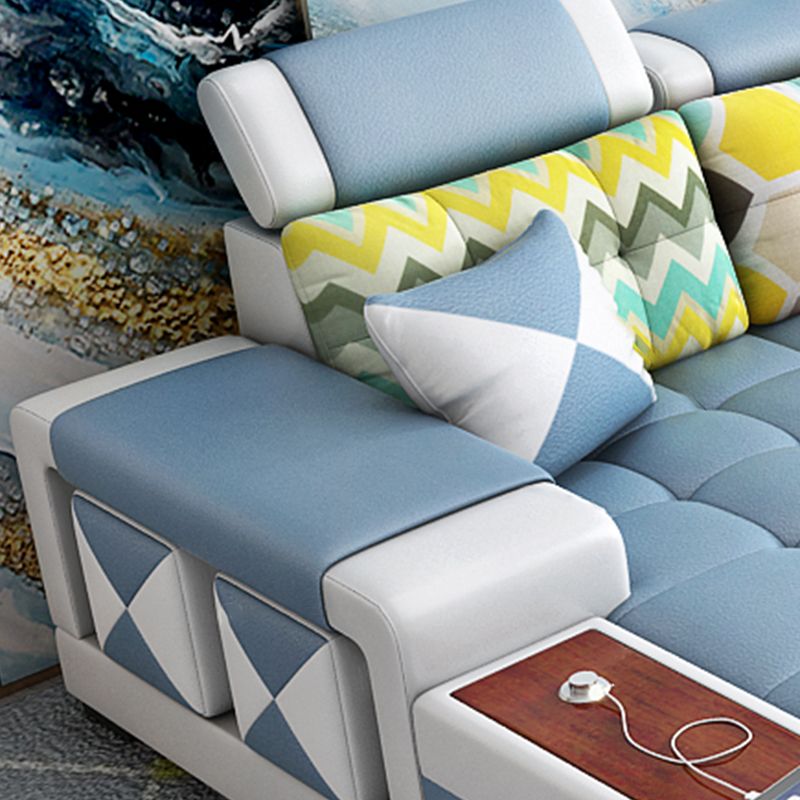 Contemporary Solid Wood Faux Leather Pillow Top Arm Sofa with Storage Clearhalo 'furn' 'furn_sofas' 'Furniture' 'Living Room Furniture' 'Sofa' 'sofas' 1200x1200_0d105666-f305-4db3-a667-4885bef17481