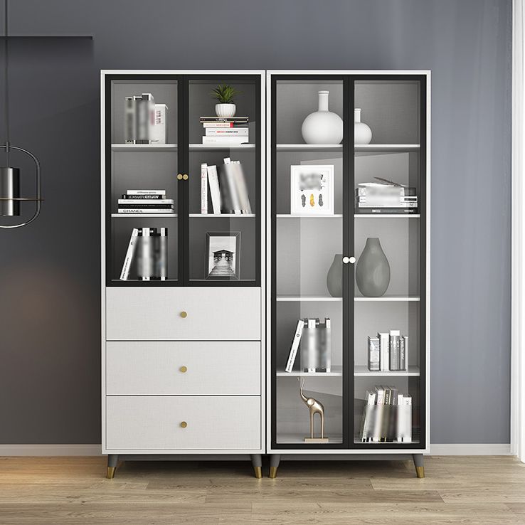Manufactured Wood Glam Standard Bookcase Closed Back Bookcase with Glass Door Clearhalo 'Bookcases' 'furn' 'furn_bookcases' 'Furniture' 'furniture_bookcases' 'kitchen' 'kitchen_bookcases' 'Living Room Furniture' 'Office Furniture' 1200x1200_0d12acb0-1559-4a6f-98bd-945142836ae4