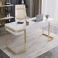 Escritorio con 1 cajón, escritorio de oficina rectangular Glam, madera artificial