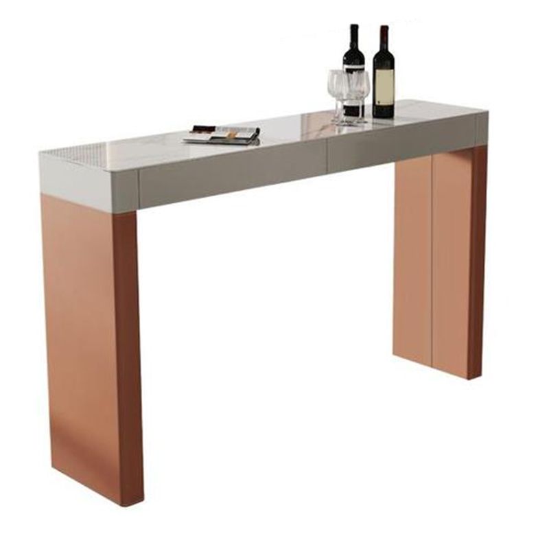 Modern Sintered Stone 1/2/3 Pieces Bar Table Set Rectangle Bar Table with Metal Legs Clearhalo 'Bar Furniture' 'furn' 'furn_home_bar_bar_sets' 'Furniture' 'Home Bars & Bar Sets' 'home_bar_bar_sets' 'Kitchen & Dining Furniture' 1200x1200_0d13a8a9-64b5-4ad8-8acf-74fecb469792