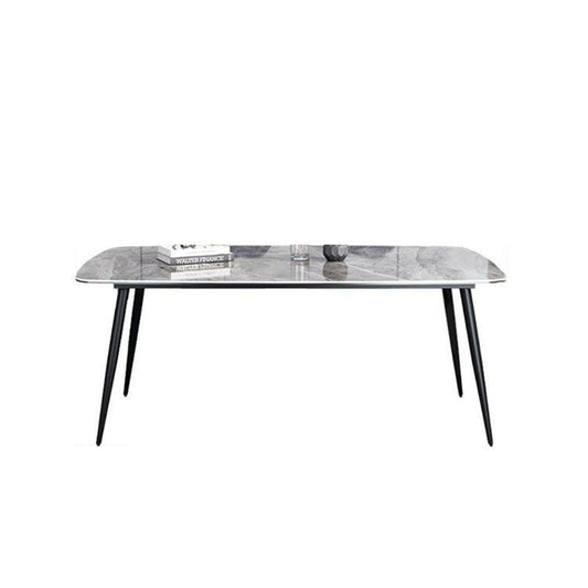 Stone Rectangle Industrial Table Standard Height Dining Room Table with 4 Legs
