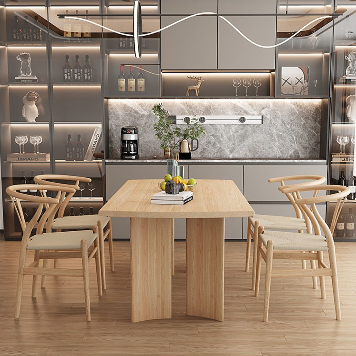 Modern 1/2/4/5 Pieces Dining Set Pine Wood Dining Table with Wooden Chairs Clearhalo 'Dining Room Sets' 'Dining Tables & Seating' 'dining_room_set' 'furn' 'furn_dining_room_set' 'Furniture' 'furniture_dining_room_set' 'Kitchen & Dining Furniture' 'kitchen&dining_furn' 'kitchen' 1200x1200_0d1412af-f29c-4039-8aec-ec55c763fbc7
