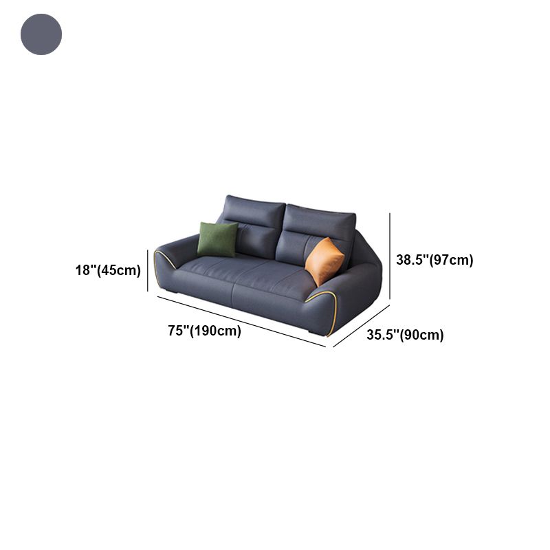 Cuscini rimovibili blu quadrati rimovibili divano e chaise in pelle finta contemporanea