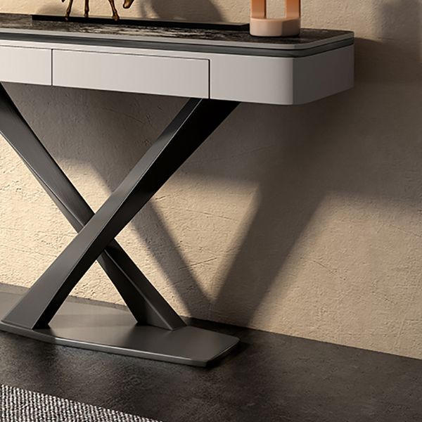 Glam Rectangle Accent Table Stone Sofa Console Table for Hall Clearhalo 'Console Tables' 'console_tables' 'Entry & Mudroom Furniture' 'furn' 'furn_console_tables' 'Furniture' 1200x1200_0d1592f0-84db-4ebd-9773-5cd7690c8f9b