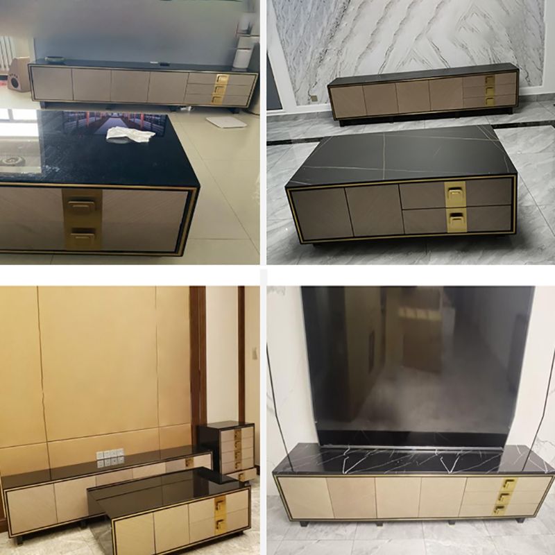 23.62 "H TVスタンドグラムスタイルの囲まれたストレージテレビコンソール3つの引き出し付き