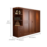 Rubber Wood Frame Wardrobe Freestanding Wardrobe Armoire with Shelves and Clothes Rail Clearhalo 'Armoires & Wardrobes' 'armoires_wardrobes' 'Bedroom Furniture' 'furn' 'furn_armoires_wardrobes' 'Furniture' 1200x1200_0d187e58-be7c-4af3-8e4a-272d9b59fcfa
