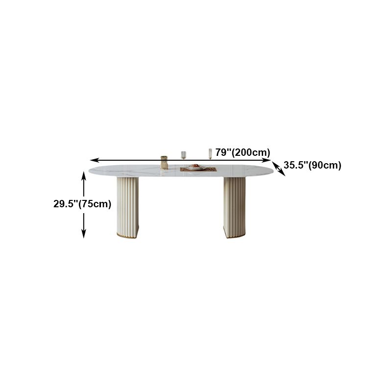 Metal Modern Oval Dining Table White Sintered Stone Top Table with Double Pedestal Clearhalo ' dining_table' 'Dining Tables & Seating' 'Dining Tables' 'furn' 'furn_dining_table' 'Furniture' 'furniture_dining_table' 'Kitchen & Dining Furniture' 'kitchen&dining_furn' 'kitchen' 'kitchen_dining_table' 1200x1200_0d1c688c-c190-4863-9ded-0a8ee46a736f