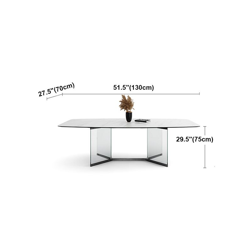 Modern Style White Dining Table Rectangle Sintered Stone Table with Acrylic Base Clearhalo ' dining_table' 'Dining Tables & Seating' 'Dining Tables' 'furn' 'furn_dining_table' 'Furniture' 'furniture_dining_table' 'Kitchen & Dining Furniture' 'kitchen&dining_furn' 'kitchen' 'kitchen_dining_table' 1200x1200_0d2105f7-db49-4216-a308-37c2936e177e