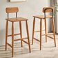 Indoor Solid Wood Bar Stool Low Back Bar Stool with Footrest