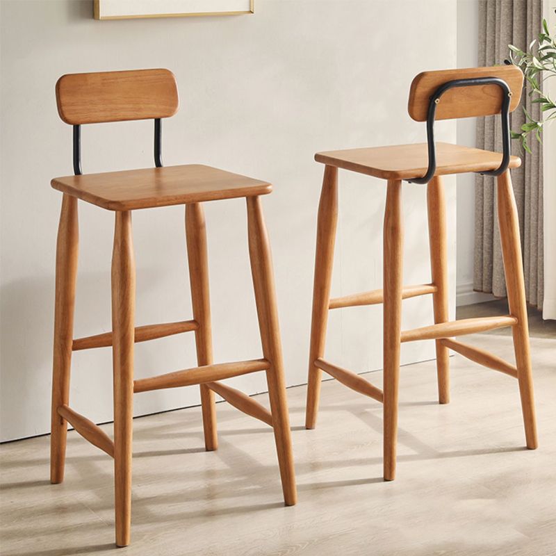 Indoor Solid Wood Bar Stool Low Back Bar Stool with Footrest