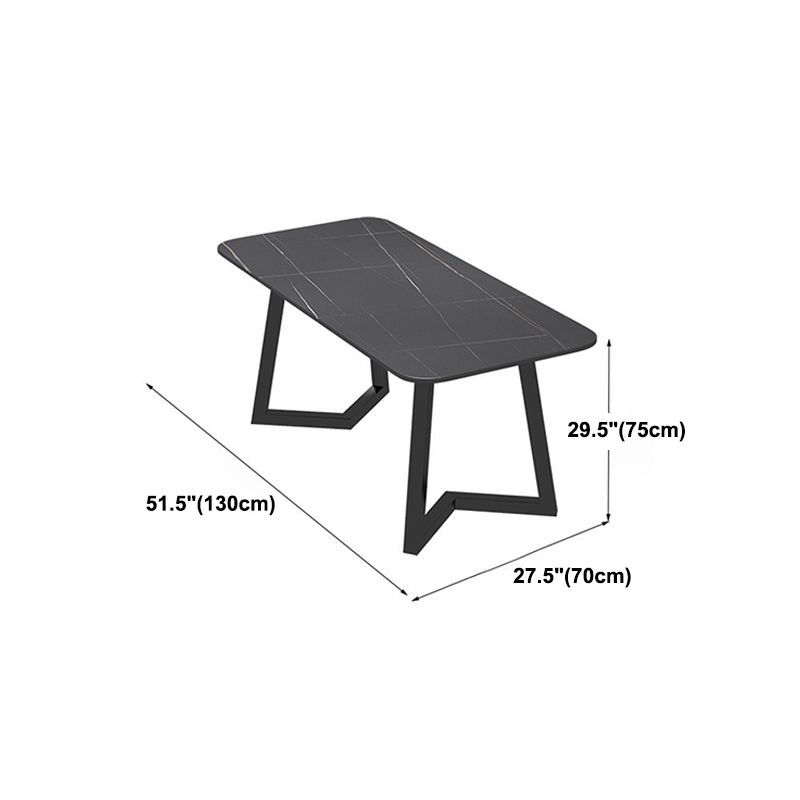 Industrial Style Dining Table Rectangle Sintered Stone Black Table with Metal Base Clearhalo 'Dining Tables & Seating' 'Dining Tables' 'dining_table' 'furn' 'furn_dining_table' 'Furniture' 'Kitchen & Dining Furniture' 1200x1200_0d218236-207a-456c-b2cb-ee885bd3dc38