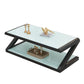 Modern Style Rectangular Tempered Glass with Abstract Base Coffee Table