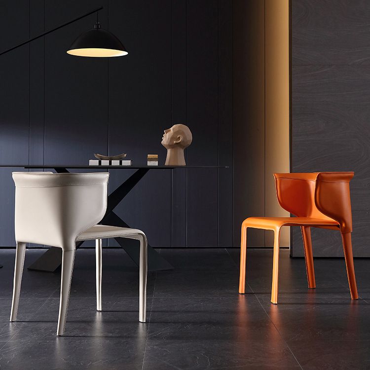 Designer Style Wingback Home Arm Chair Leather Matte Finish Dining Chair (Set of 2) Clearhalo ' kitchen&dining_furn' 'Dining Chairs' 'Dining Tables & Seating' 'dining_chair' 'furn' 'furn_dining_chair' 'Furniture' 'furniture_dining_chair' 'Kitchen & Dining Furniture' 'kitchen' 1200x1200_0d23e6d1-f804-4449-9bec-c4f468fbe90f