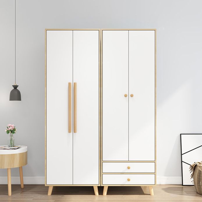 Bedroom Hinged Door Wardrobe with Wooden Legs Modern Cabinet with Clothes Rail Clearhalo 'Armoires & Wardrobes' 'armoires_wardrobes' 'Bedroom Furniture' 'furn' 'furn_armoires_wardrobes' 'Furniture' 1200x1200_0d241509-2f15-4d3d-ae88-f55a729dd698