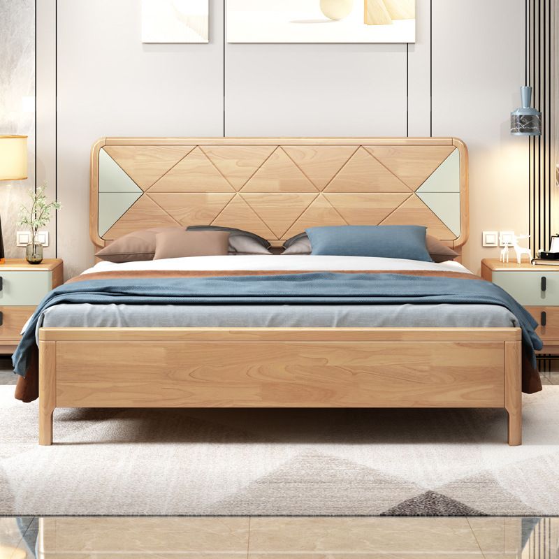 Letto scandinavo largo 84,65 pollici con testiera in legno naturale con testiera