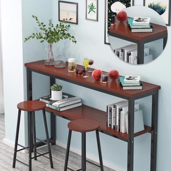 Industrial Style 40-inch Bar Table Wood Top Pub Table with Metal Base(only table) Clearhalo 'Bar Furniture' 'Bar Tables' 'bar_tables' 'furn' 'furn_bar_tables' 'Furniture' 'furniture_bar_tables' 'Kitchen & Dining Furniture' 'kitchen&dining_furn' 'kitchen' 1200x1200_0d26d680-4af6-42d1-95d3-74ce3d402573