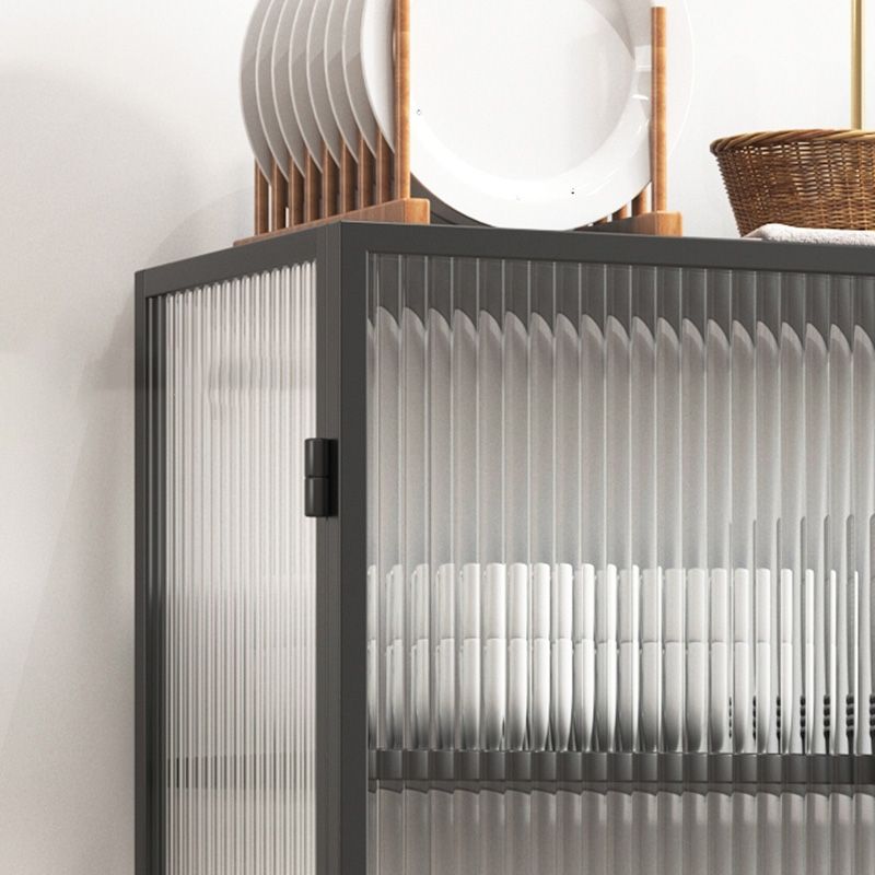 Rectangle Metal Storage Sideboard Contemporary Side Board with Glass Door Clearhalo 'buffet_sideboard' 'Buffets & Sideboards' 'furn' 'furn_buffet_sideboard' 'Furniture' 'Kitchen & Dining Furniture' 1200x1200_0d298add-2751-48ec-9d32-436a204292aa