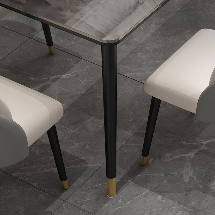 Dining Room Set Scandinavian Rectangular Dining Table with Black Four-leg Metal Base Clearhalo 'Dining Room Sets' 'Dining Tables & Seating' 'dining_room_set' 'furn' 'furn_dining_room_set' 'Furniture' 'furniture_dining_room_set' 'Kitchen & Dining Furniture' 'kitchen&dining_furn' 'kitchen' 1200x1200_0d2a2d94-ec96-4056-941d-d0228d272ff8