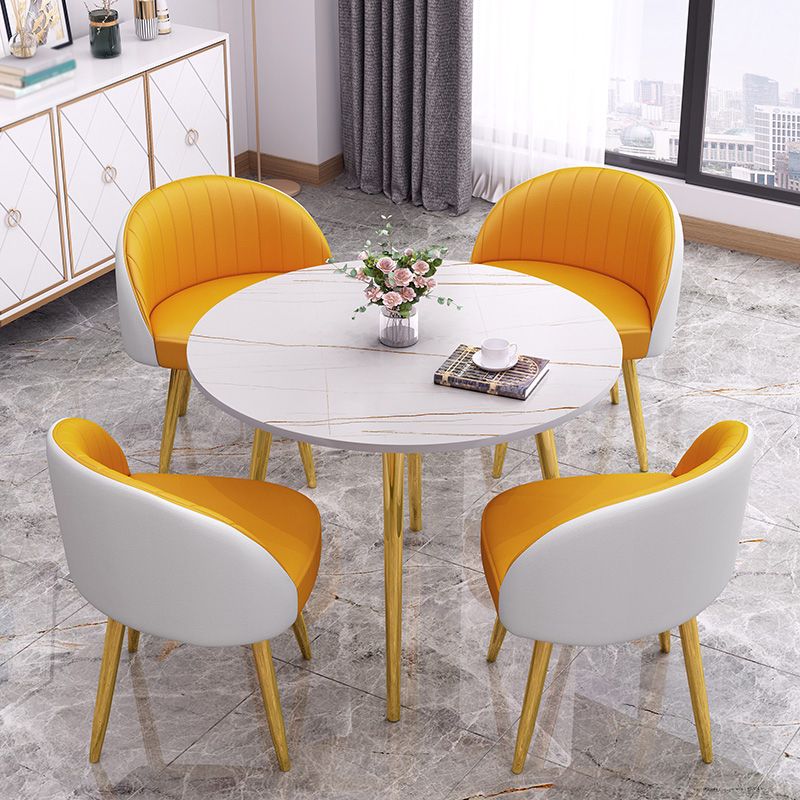 Round Shape 4 Legs Modern Dining Table White Fixed Table of Sintered Stone Clearhalo ' dining_table' 'Dining Tables & Seating' 'Dining Tables' 'furn' 'furn_dining_table' 'Furniture' 'furniture_dining_table' 'Kitchen & Dining Furniture' 'kitchen&dining_furn' 'kitchen' 'kitchen_dining_table' 1200x1200_0d2ad13a-feba-47d5-9dab-d94f10c55420