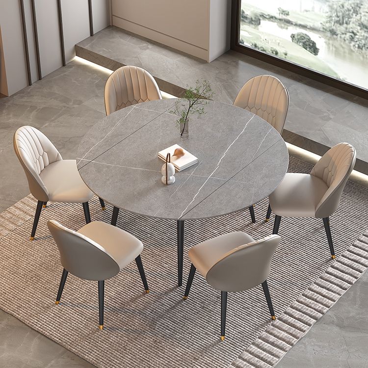 Sintered Stone Top Round Table for Restaurant Modern Dining Table with 4 Legs Clearhalo ' dining_table' 'Dining Tables & Seating' 'Dining Tables' 'furn' 'furn_dining_table' 'Furniture' 'furniture_dining_table' 'Kitchen & Dining Furniture' 'kitchen&dining_furn' 'kitchen' 'kitchen_dining_table' 1200x1200_0d2e0bc7-0901-4ae7-bff0-3600c26a1c1e