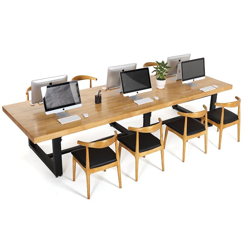 Metal Industrial Rectangle Dining Table Pine Solid Wood Top Table with Trestle Base Clearhalo ' dining_table' 'Dining Tables & Seating' 'Dining Tables' 'furn' 'furn_dining_table' 'Furniture' 'furniture_dining_table' 'Kitchen & Dining Furniture' 'kitchen&dining_furn' 'kitchen' 'kitchen_dining_table' 1200x1200_0d2f2314-dbdd-4644-a6c8-13c139333a91