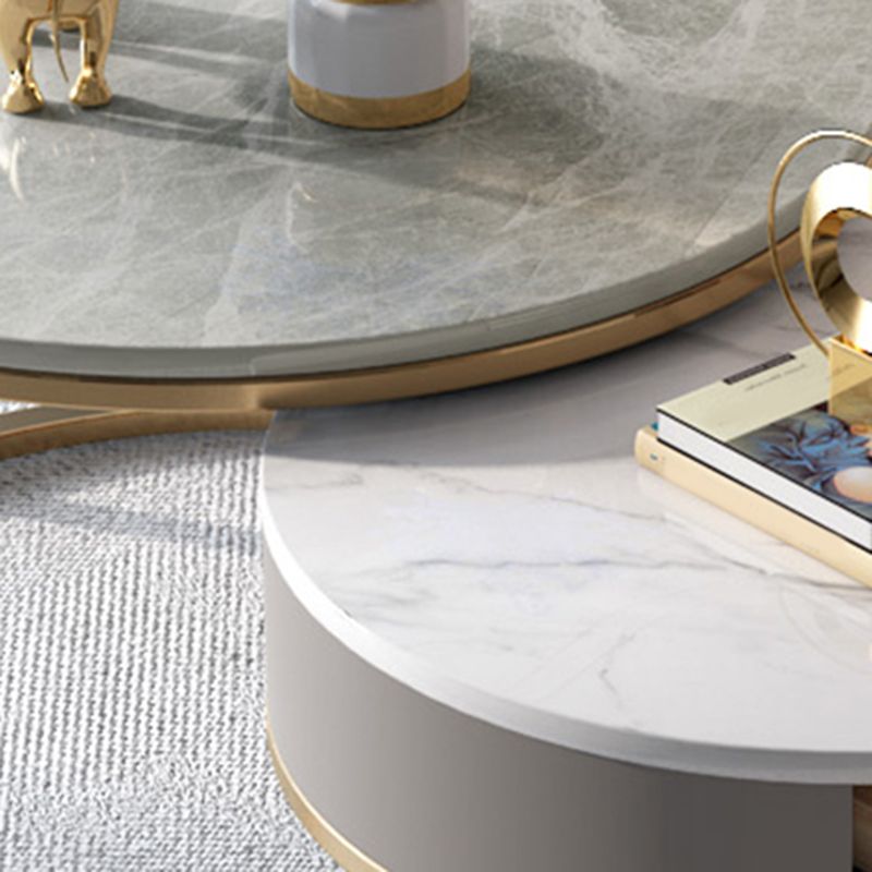 Slate Round Frame Coffee Table Modern Nesting Coffee Table Set with Drawer Clearhalo 'Coffee & Accent Tables' 'Coffee Tables' 'coffee_tables' 'furn' 'furn_coffee_tables' 'Furniture' 'Living Room Furniture' 1200x1200_0d2f4672-fda8-4011-b5ae-0e5139aa041d