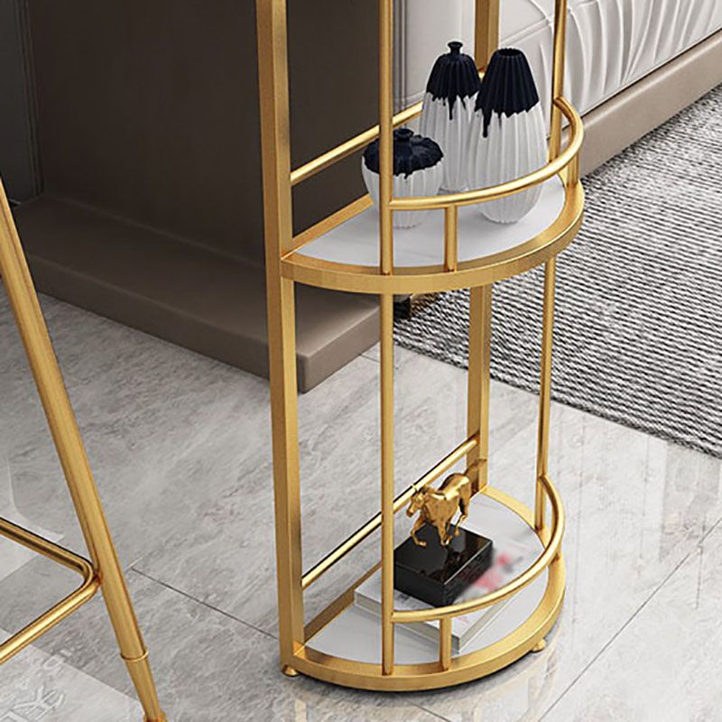 Stone Indoor Glam Bar Dining Table Iron Double Pedestal Bistro Table with Wine Rack Clearhalo 'Bar Furniture' 'Bar Tables' 'bar_tables' 'Furniture' 'furniture_bar_tables' 'Kitchen & Dining Furniture' 'kitchen&dining_furn' 'kitchen' 1200x1200_0d2f4ad8-14fa-4713-bb46-07bcb453ec99