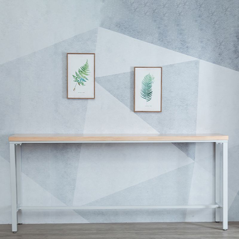 Tabella del bistrot industriale telaio in metallo bianco tavolo da top in legno naturale