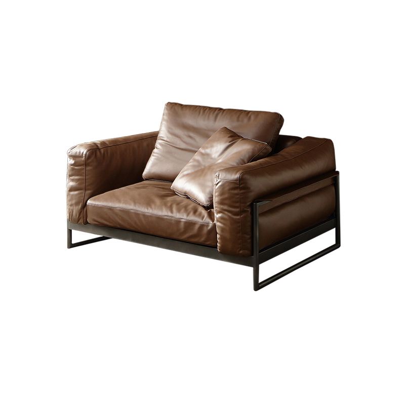 34" High Contemporary Square Arm Standard Sofa with Bolster Pillows, Brown Clearhalo 'furn' 'furn_sofas' 'Furniture' 'furniture_sofas' 'Living Room Furniture' 'Sofa' 'sofas' 1200x1200_0d3508b2-a9d4-48ab-8934-c4631c935642