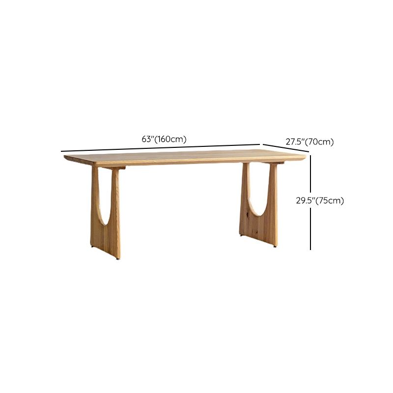 Mesa de comedor rectangular con pedestal doble, mesa moderna de madera de pino para cocina