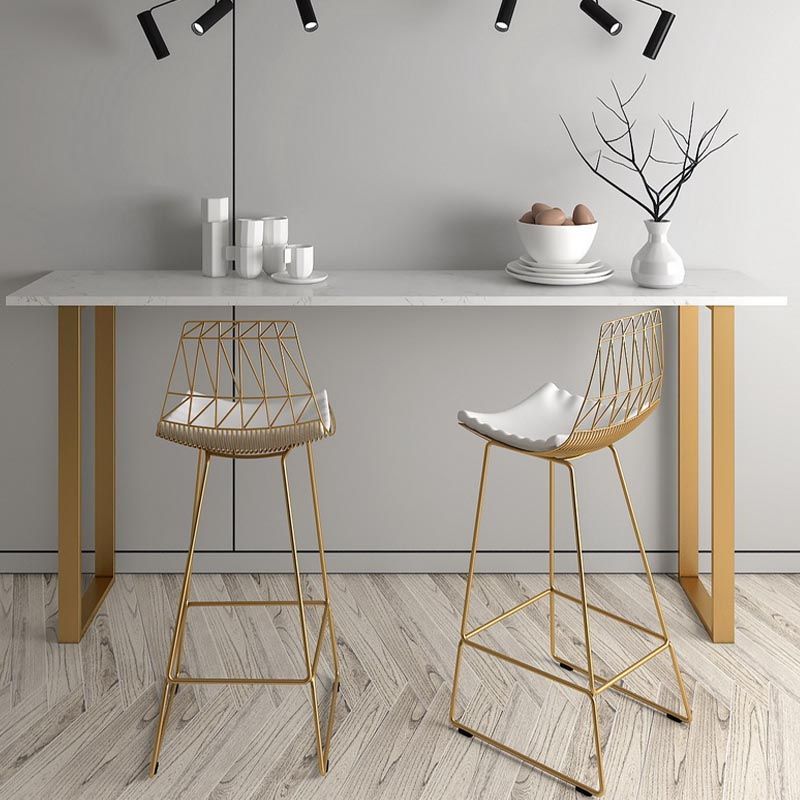 Rectangle Top Glam Bar Table 42-inch Height Gold Pedestal Bistro Table Clearhalo 'Bar Furniture' 'Bar Tables' 'bar_tables' 'furn' 'furn_bar_tables' 'Furniture' 'Kitchen & Dining Furniture' 1200x1200_0d36351a-9a39-4466-accf-49c750d841a1
