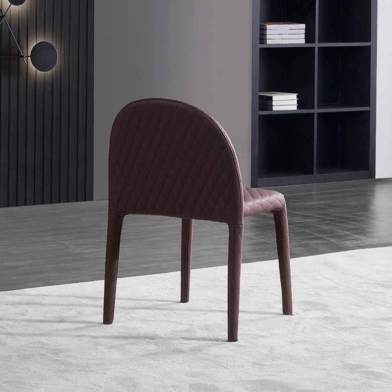 Minimalistischer fester Rücken ohne Armlosen Esstuhl Leder -Essstuhl für Zuhause