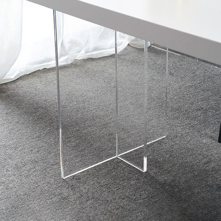Transparent Base Double Pedestal Table Modern Stone Top Dinner Table Kitchen Home Clearhalo 'Dining Tables & Seating' 'Dining Tables' 'dining_table' 'furn' 'furn_dining_table' 'Furniture' 'furniture_dining_table' 'Kitchen & Dining Furniture' 'kitchen' 'kitchen_dining_table' 1200x1200_0d376304-3cb4-4c8f-afe7-2071d1bb95e9