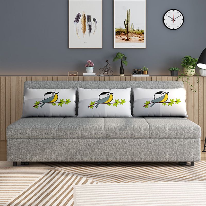Tissu contemporain futon et matelas, canapé-lit de stockage en gris