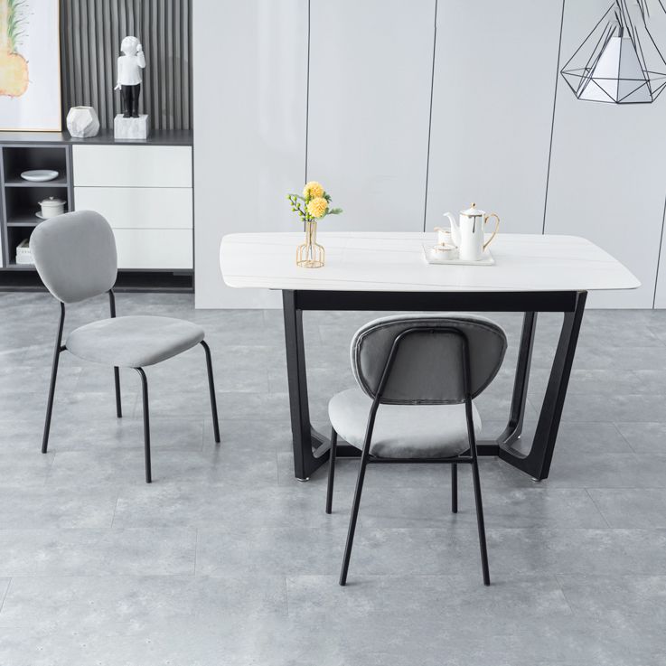 Open Back Armless Dining Chairs Upholstered Side Chairs with Metal Legs Clearhalo ' kitchen&dining_furn' 'Dining Chairs' 'Dining Tables & Seating' 'dining_chair' 'furn' 'furn_dining_chair' 'Furniture' 'furniture_dining_chair' 'Kitchen & Dining Furniture' 'kitchen' 1200x1200_0d38714d-c2eb-4f3a-a87e-9c412c824c39