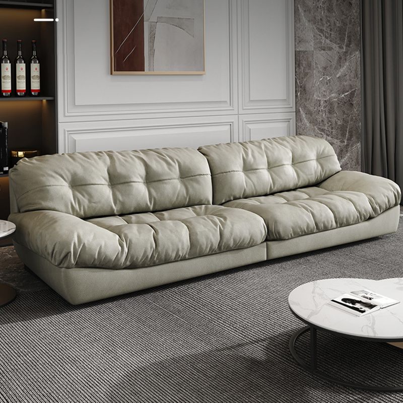 Modern Style Sofa with Pillow Back Sponge Cushion Frosted Velvet & Imitation Leather Clearhalo 'furn' 'furn_sofas' 'Furniture' 'furniture_sofas' 'kitchen' 'kitchen_sofas' 'Living Room Furniture' 'Sofa' 'sofas' 1200x1200_0d39afee-3149-4d14-a04d-b6b0f408fd66