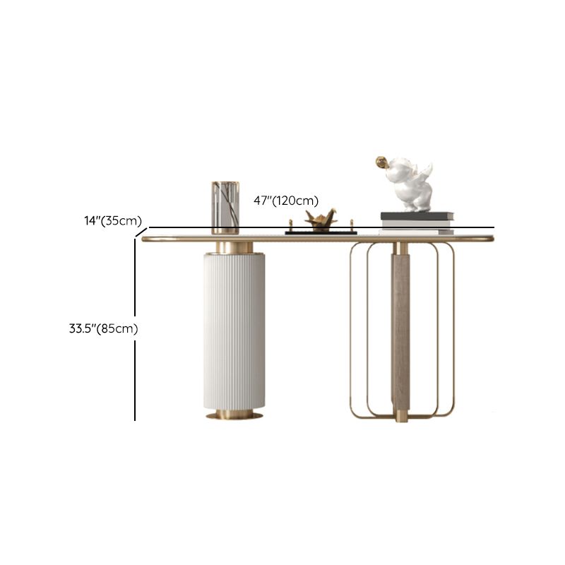 Tavolo di accento glam largo 14 pollici tavolo da console in pietra ovale per Hall