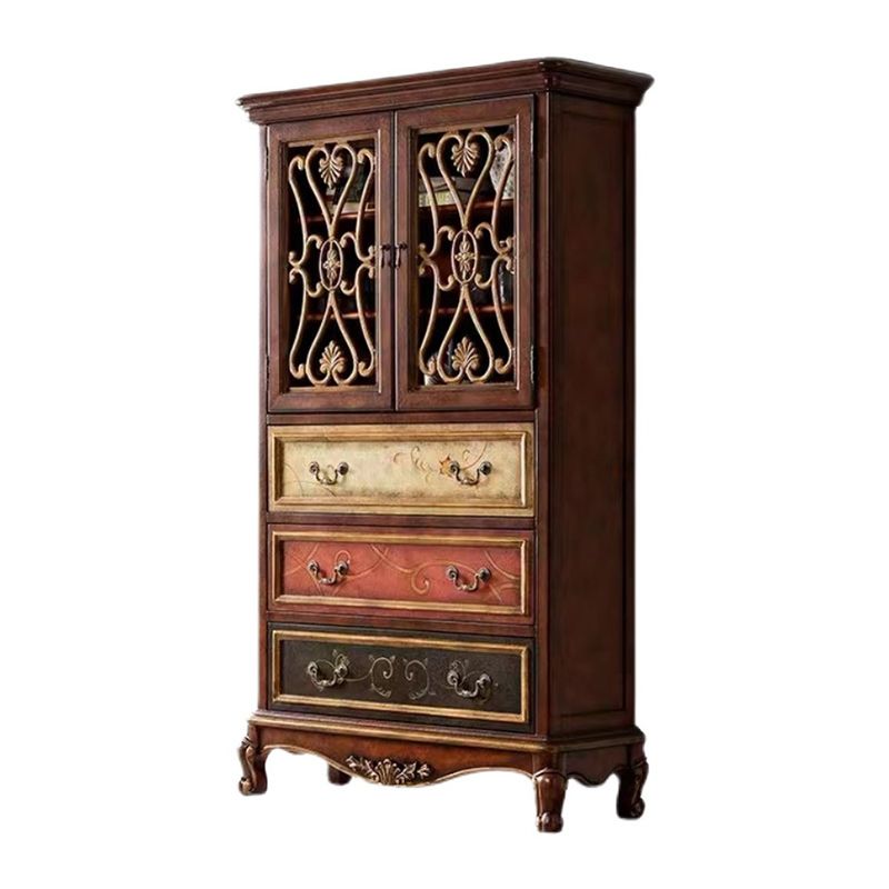 Door Cabinet Mid Century Distressed Solid Wood Storage Cabinet with Drawers Clearhalo 'Cabinets & Chests' 'cabinets_chests' 'furn' 'furn_cabinets_chests' 'Furniture' 'Living Room Furniture' 1200x1200_0d3cdf2e-088e-4f12-ad52-50ee0392b1d2