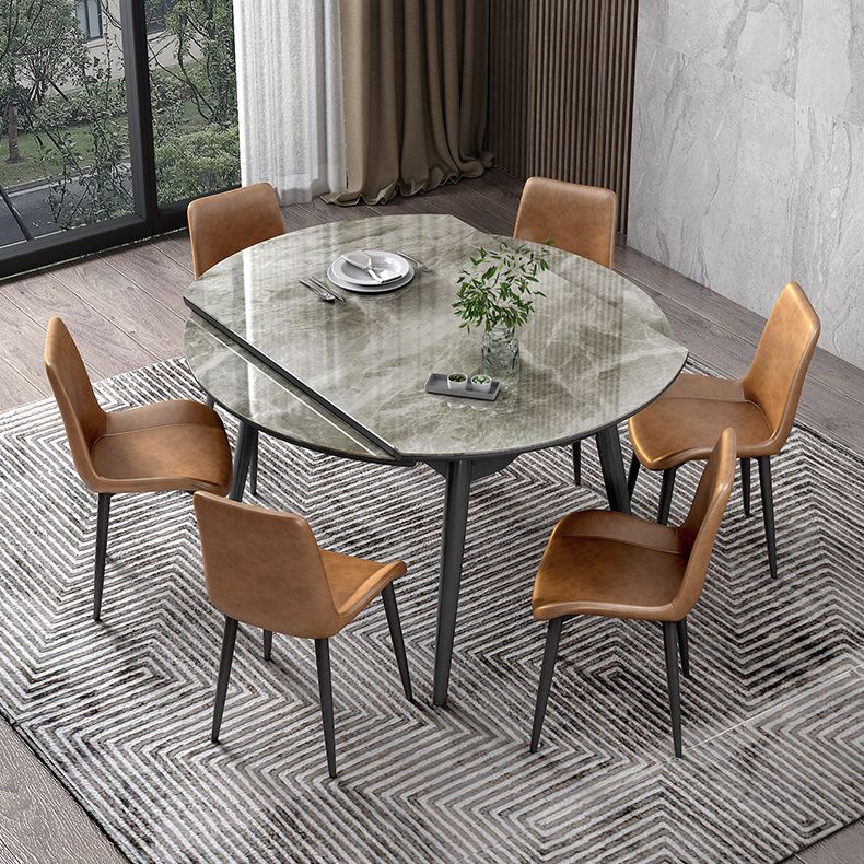Round Extendable Stone Dining Site Table Contemporary 51.2'' Dinette Table Clearhalo ' dining_table' 'Dining Tables & Seating' 'Dining Tables' 'furn' 'furn_dining_table' 'Furniture' 'furniture_dining_table' 'Kitchen & Dining Furniture' 'kitchen&dining_furn' 'kitchen' 'kitchen_dining_table' 1200x1200_0d3d5942-0c1f-47db-af26-212e5b522cdc