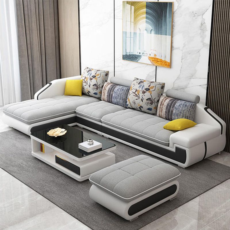 Contemporary L-Shape Modular Furniture Sectionals for Four People