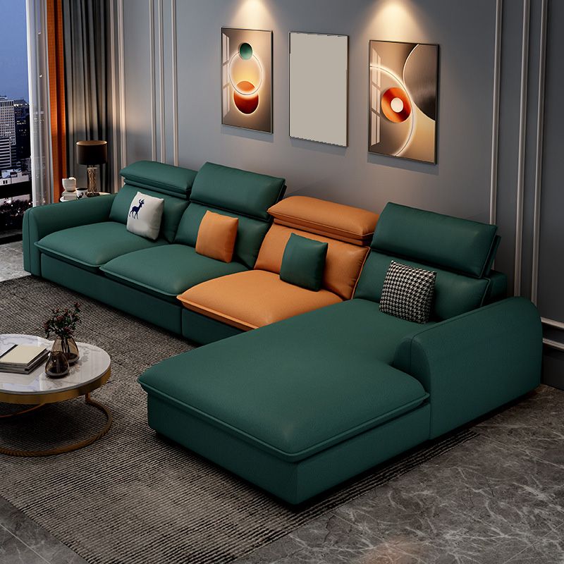 137.8" L√ó 68.90" W √ó 32.68" H Faux Leather Sectional Stain-Resistant Sofa and Chaise Clearhalo 'Furniture' 'furniture_sectionals' 'Living Room Furniture' 'Sectionals' 1200x1200_0d3dce25-ea70-4ee9-9264-951e8abf3cbd