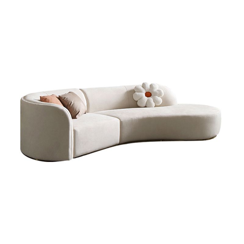 Sofá curvado de brazo de humo de lana blanca de 30.70 "H para sala de estar para sala de estar