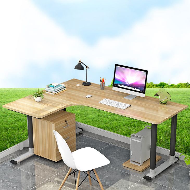 L-vormige moderne stijl Office Desk Metal en Wood Writing Desk voor woonkamer